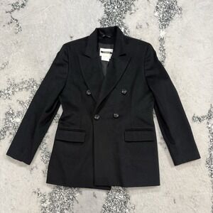 Votre Nom Paris Black Blazer Wool Angora Double Breasted Womens Size 4 France